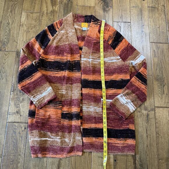 Ruby Rd. Open Front Cardigan Sweater Womens XL Multi Striped Boho Aztec Western - Picture 4 of 5